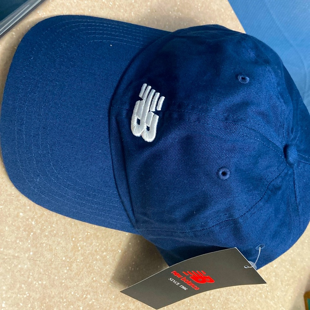 Brand new NEW BALANCE CAP HAT BLUE WITH white LETTERS ONE SIZE Fits Most